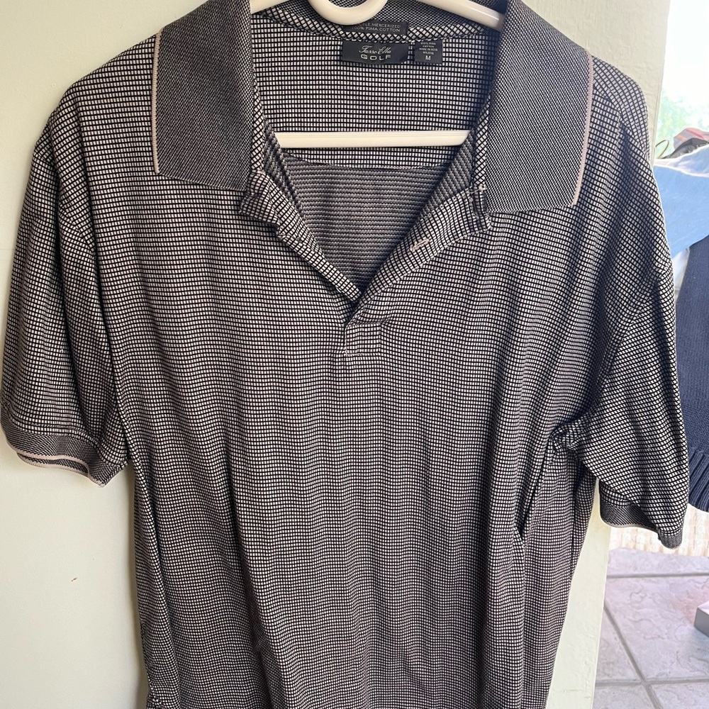 Tasso Elba  Black and White Polo Shirt